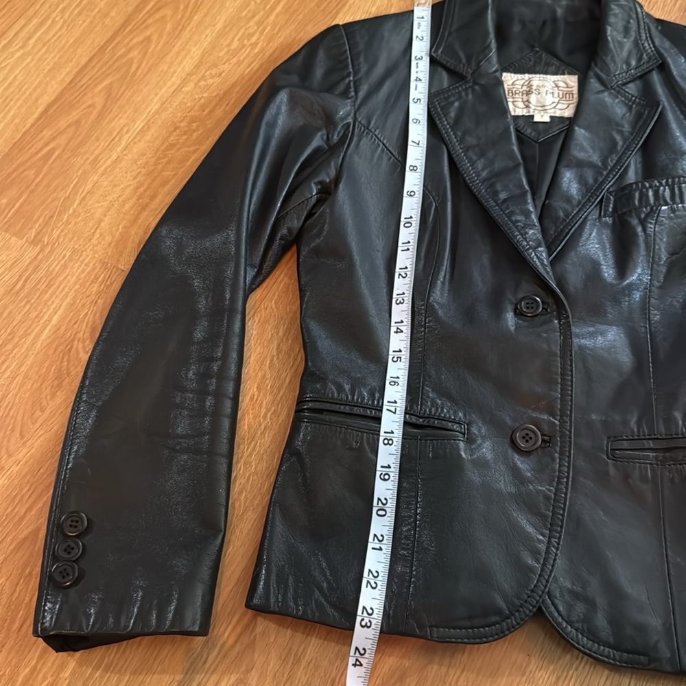 Black Leather 80’s Nordstrom Brass Plum Grunge Moto Jacket ☠️🖤 SZ small - Picture 5 of 14